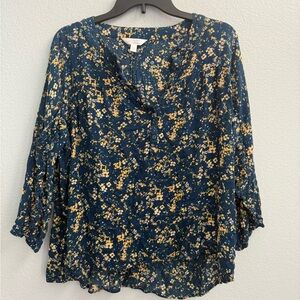 Floral Blue and Yellow Women's Top